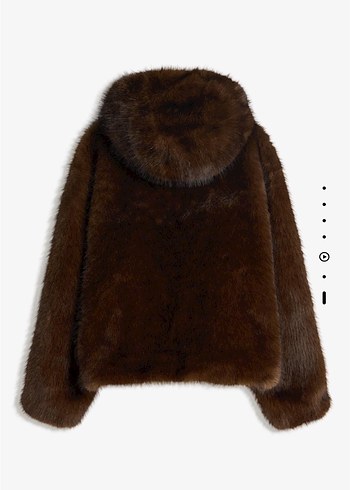 bershka suni kürk kapüşonlu ceket - Görsel 4