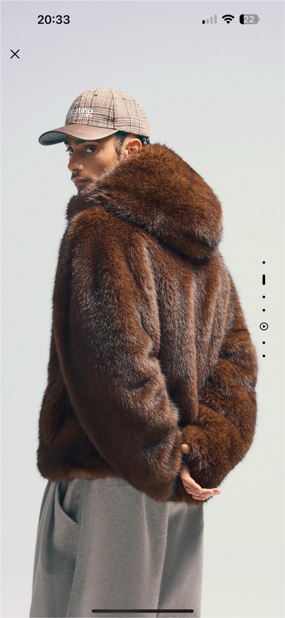 bershka suni kürk kapüşonlu ceket - Görsel 2