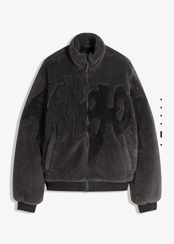 bershka grafik suni yünlü ceket - Görsel 4