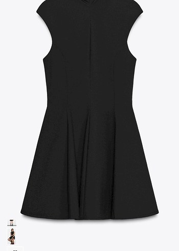 Siyah Yüksek Yakalı Mini Elbise - Görsel 4