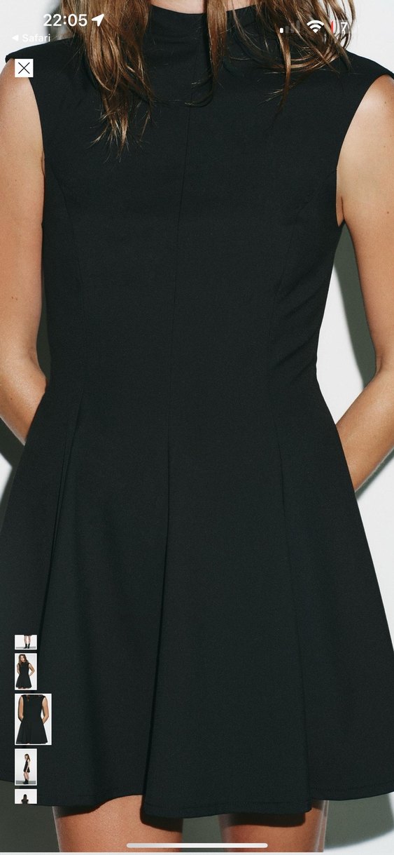 Siyah Yüksek Yakalı Mini Elbise - Görsel 3