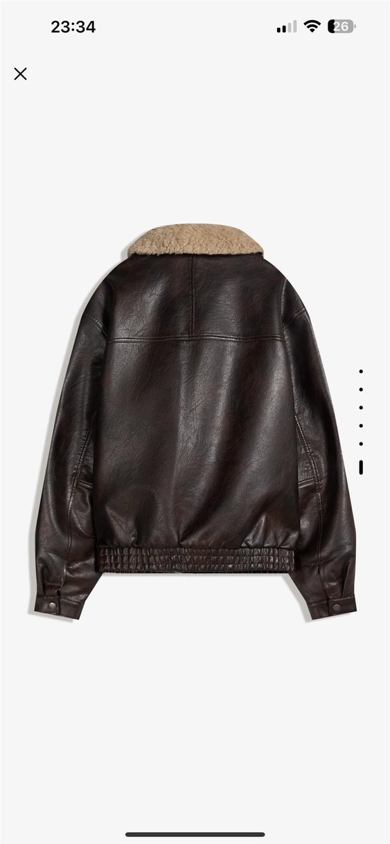 bershka oversize suni deri ceket - Görsel 4