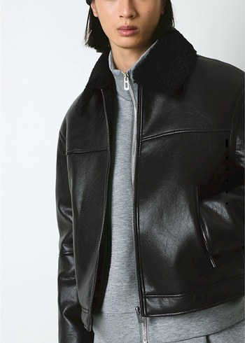 bershka suni deri ceket - Görsel 4