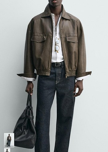 Zara Suni Deri Bomber Ceket