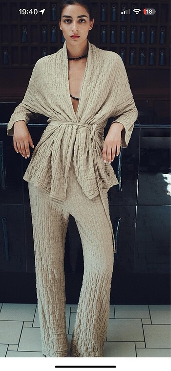 zara kemerli dokulu kimono