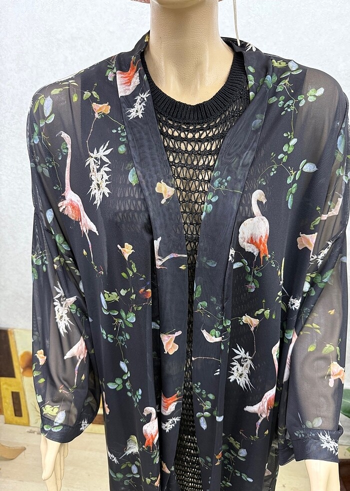 Flamingo desenli pareo - Görsel 5