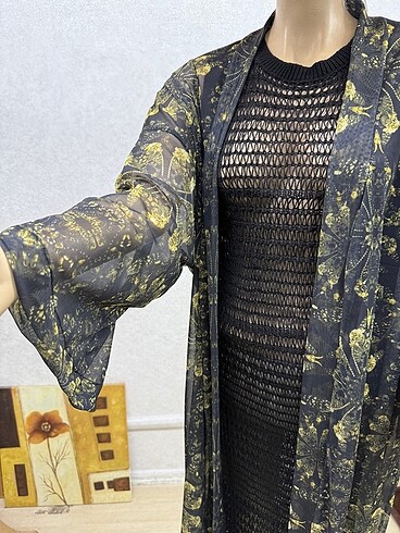 Çiçekli siyah Tül pareo - Görsel 3