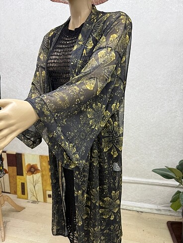 Çiçekli siyah Tül pareo - Görsel 5