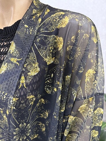 Çiçekli siyah Tül pareo - Görsel 4