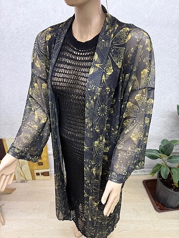 Çiçekli siyah Tül pareo - Görsel 6