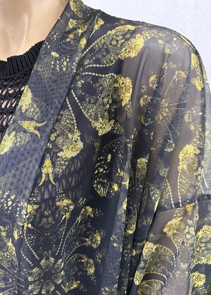 Çiçekli siyah Tül pareo - Görsel 4