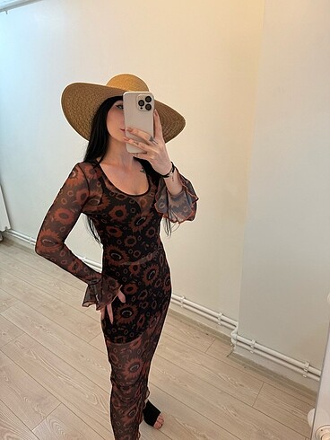 Zara çiçek baskılı plaj elbisesi