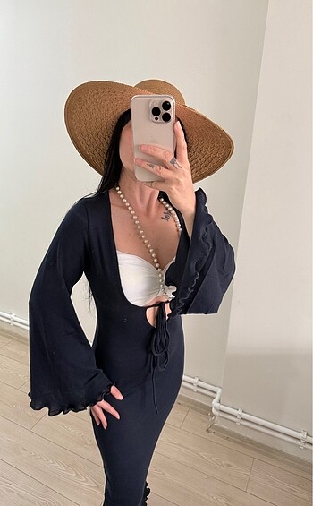 Zara Lacivert Şlaj elbisesi