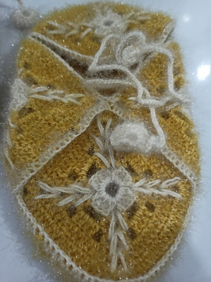 Nakışlı Sarı patik çeyizlik - Görsel 2