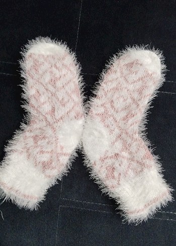 Kız Çocuk Pembe Beyaz Desenli Çorap - Görsel 2