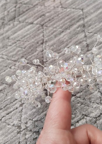 Boncuk İşlemeli Beyaz Bohem Saç Aksesuarı - Görsel 3