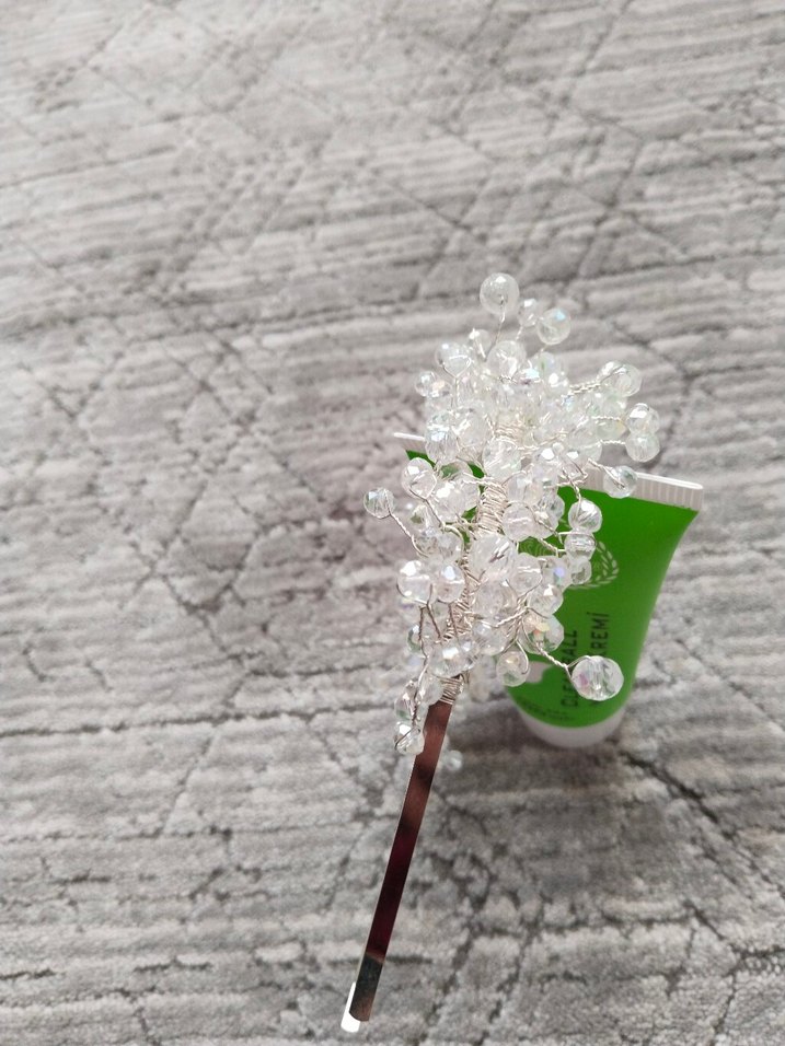 Boncuk İşlemeli Beyaz Bohem Saç Aksesuarı - Görsel 4