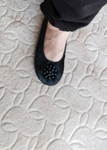 Kızlar için Siyah Kürklü Gotik Terlik patik - Görsel 4