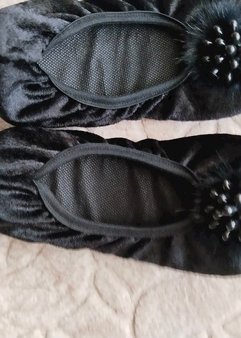 Kızlar için Siyah Kürklü Gotik Terlik patik - Görsel 10