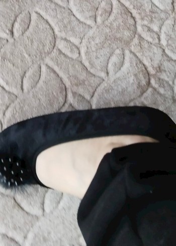 Kızlar için Siyah Kürklü Gotik Terlik patik - Görsel 3