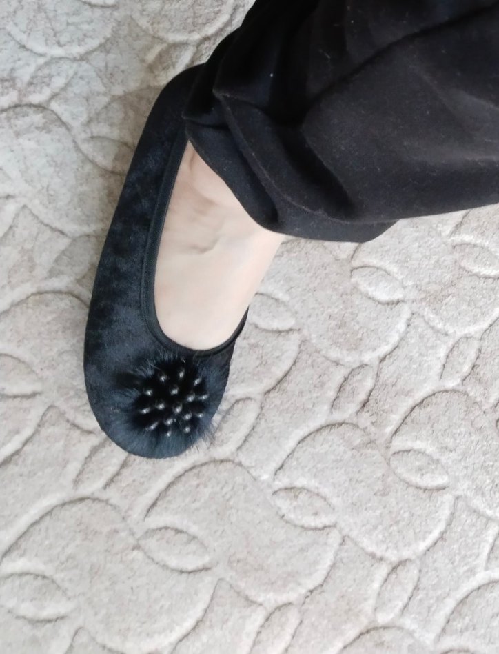 Kızlar için Siyah Kürklü Gotik Terlik patik - Görsel 2