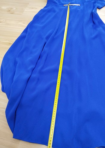 Mavi V Yakalı Uzun Kollu Kadın Abiye Elbise saks mavi 42 beden - Görsel 10