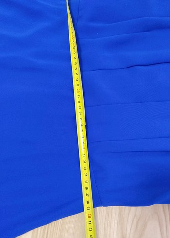 Mavi V Yakalı Uzun Kollu Kadın Abiye Elbise saks mavi 42 beden - Görsel 9