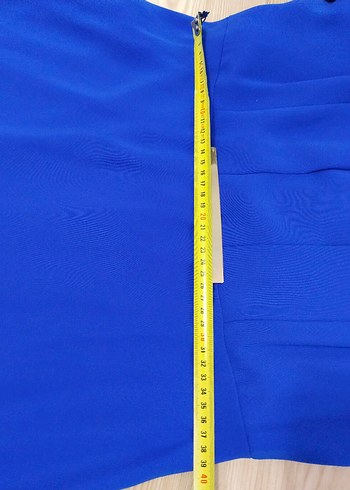 Mavi V Yakalı Uzun Kollu Kadın Abiye Elbise saks mavi 42 beden - Görsel 13