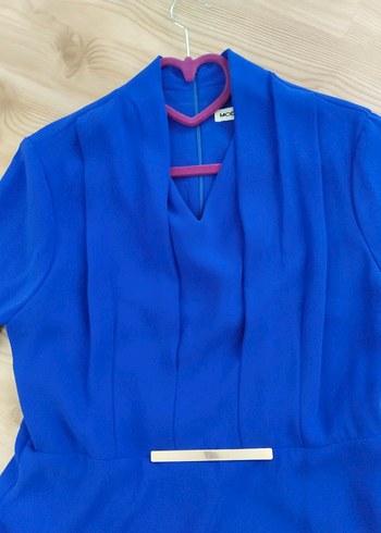 Mavi V Yakalı Uzun Kollu Kadın Abiye Elbise saks mavi 42 beden - Görsel 16