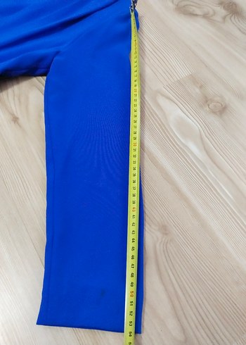 Mavi V Yakalı Uzun Kollu Kadın Abiye Elbise saks mavi 42 beden - Görsel 12