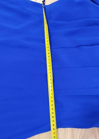 Mavi V Yakalı Uzun Kollu Kadın Abiye Elbise saks mavi 42 beden - Görsel 14