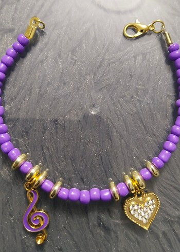 Mor Boncuklu Bohem Bileklik - Görsel 3