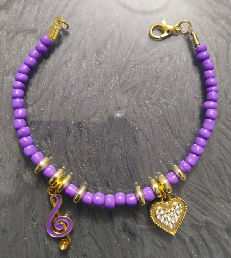 Mor Boncuklu Bohem Bileklik - Görsel 3