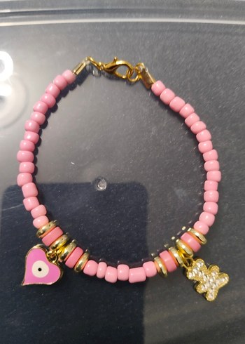 Pembe Boncuklu Bohem El Yapımı Bileklik - Görsel 6