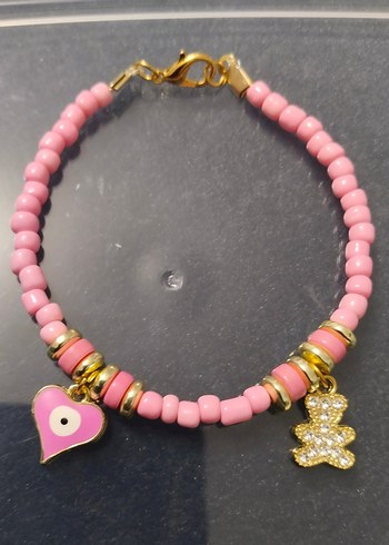 Pembe Boncuklu Bohem El Yapımı Bileklik - Görsel 3