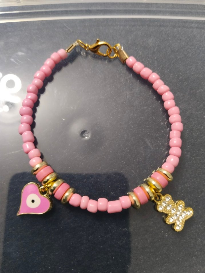 Pembe Boncuklu Bohem El Yapımı Bileklik - Görsel 5