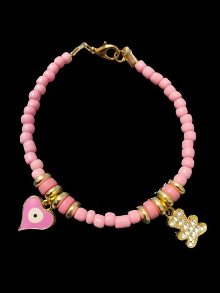 Pembe Boncuklu Bohem El Yapımı Bileklik - Görsel 2