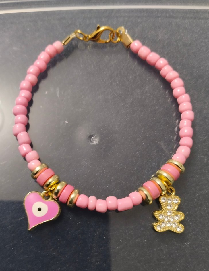 Pembe Boncuklu Bohem El Yapımı Bileklik - Görsel 3