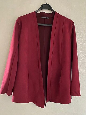 Bordo güderi görünümlü kumaş ceket