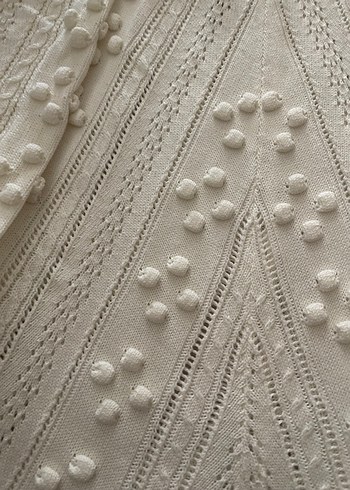 Nakışlı Beyaz Bohem Örgü Kazak - Görsel 3