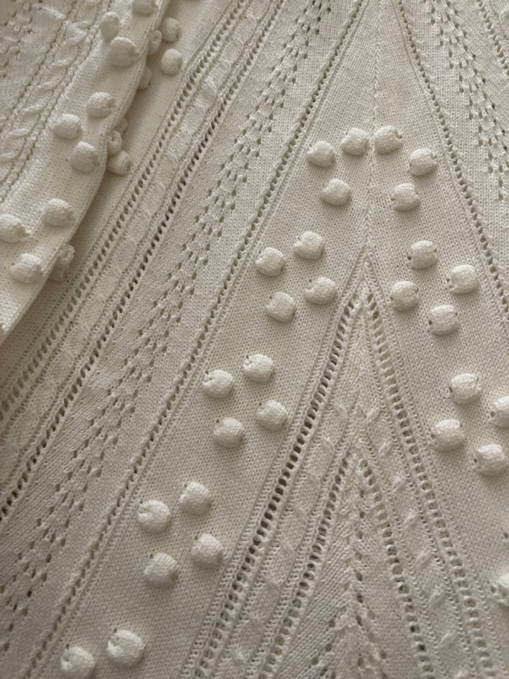 Nakışlı Beyaz Bohem Örgü Kazak - Görsel 3