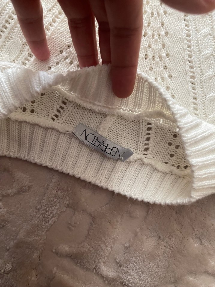 Nakışlı Beyaz Bohem Örgü Kazak - Görsel 5