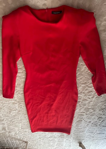 Uzun Kollu Kırmızı  Elbise - Görsel 3