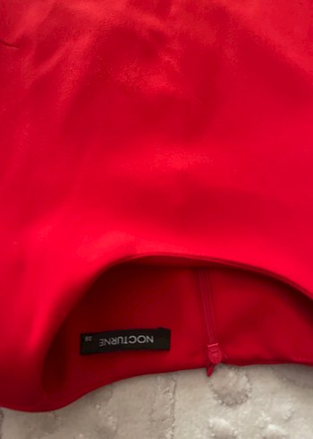 Uzun Kollu Kırmızı  Elbise - Görsel 4