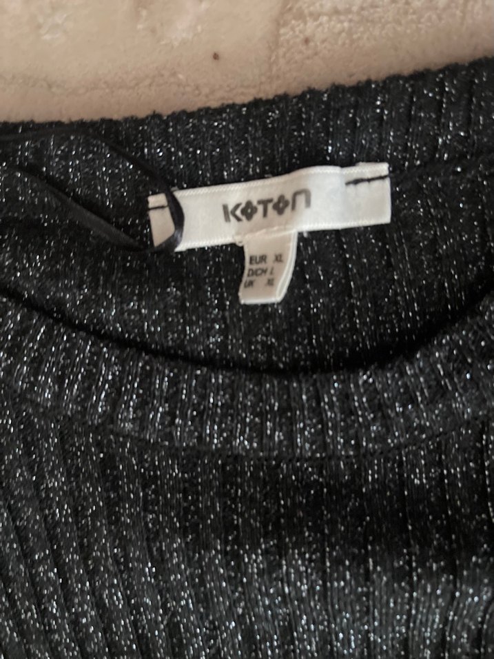 Uzun Kollu siyah-Gri Triko Elbise - Görsel 5