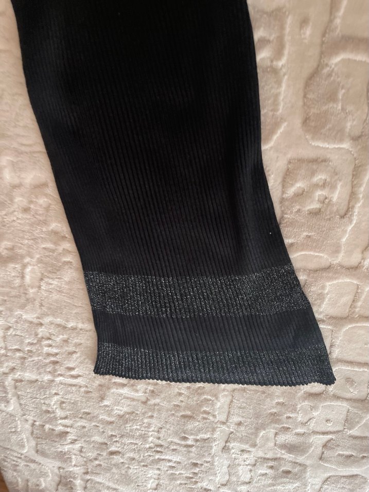 Uzun Kollu siyah-Gri Triko Elbise - Görsel 4