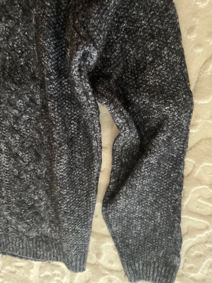 Gri Nakışlı Boğazlı Triko Kazak - Görsel 4