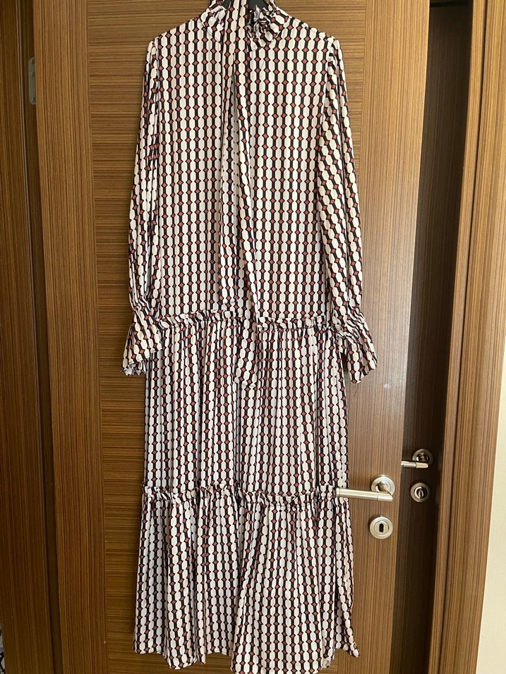 Bohem Tarz Uzun Pilili Kahverengi Elbise - Görsel 4