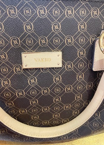 Bej Vakko Deri Kadın Monogramlı Çanta - Görsel 8