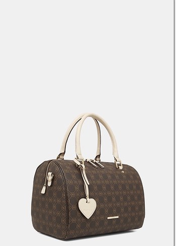 Bej Vakko Deri Kadın Monogramlı Çanta - Görsel 3